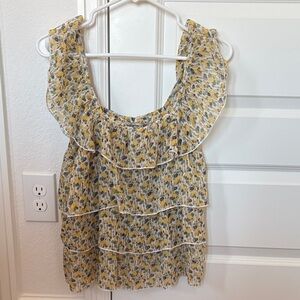 American Rag Yellow Floral Layered Blouse